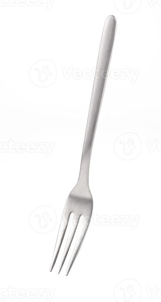 A stainless steel fork isolated on a white background, ideal for kitchenware, dining photo