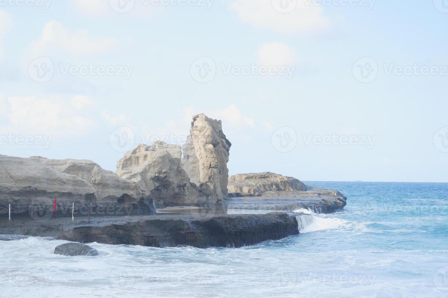 beautiful view of the rocks on the coast photo