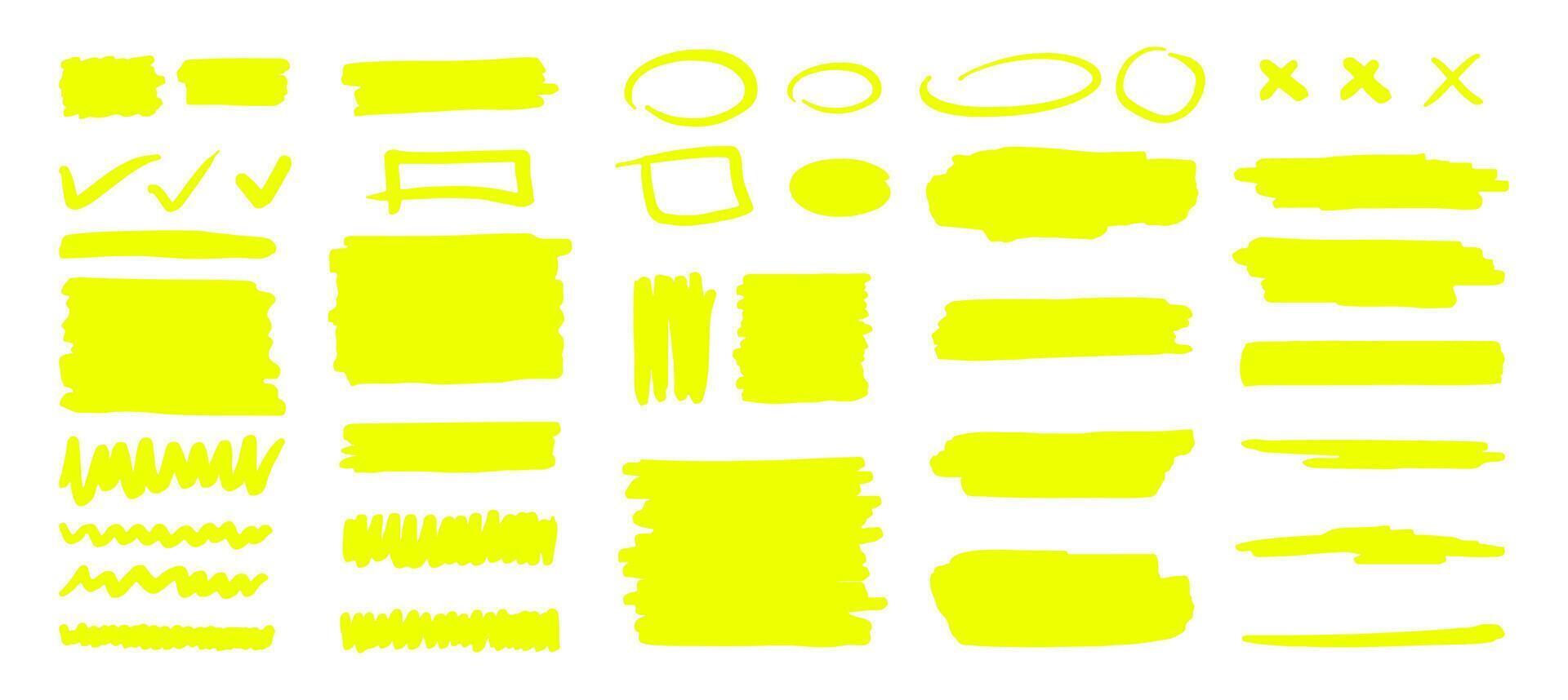 set of highlighter marker strokes vector
