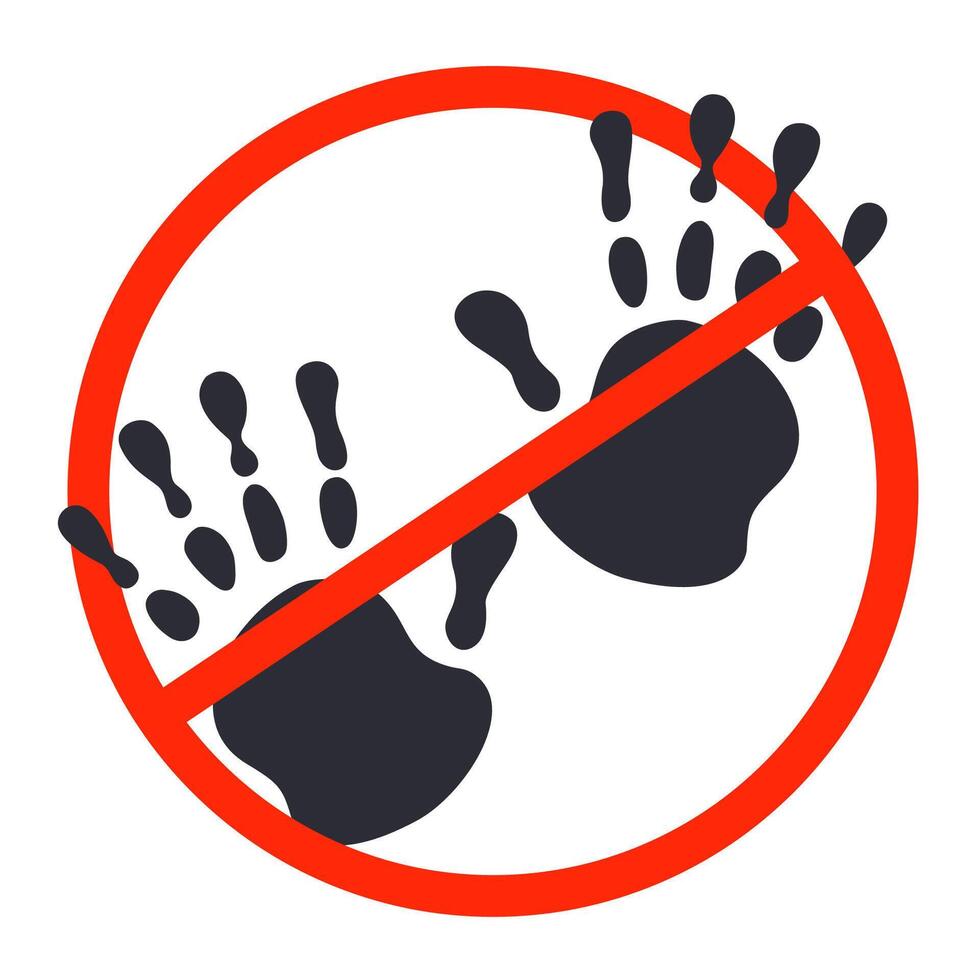 hand crossed out in red circle. vector