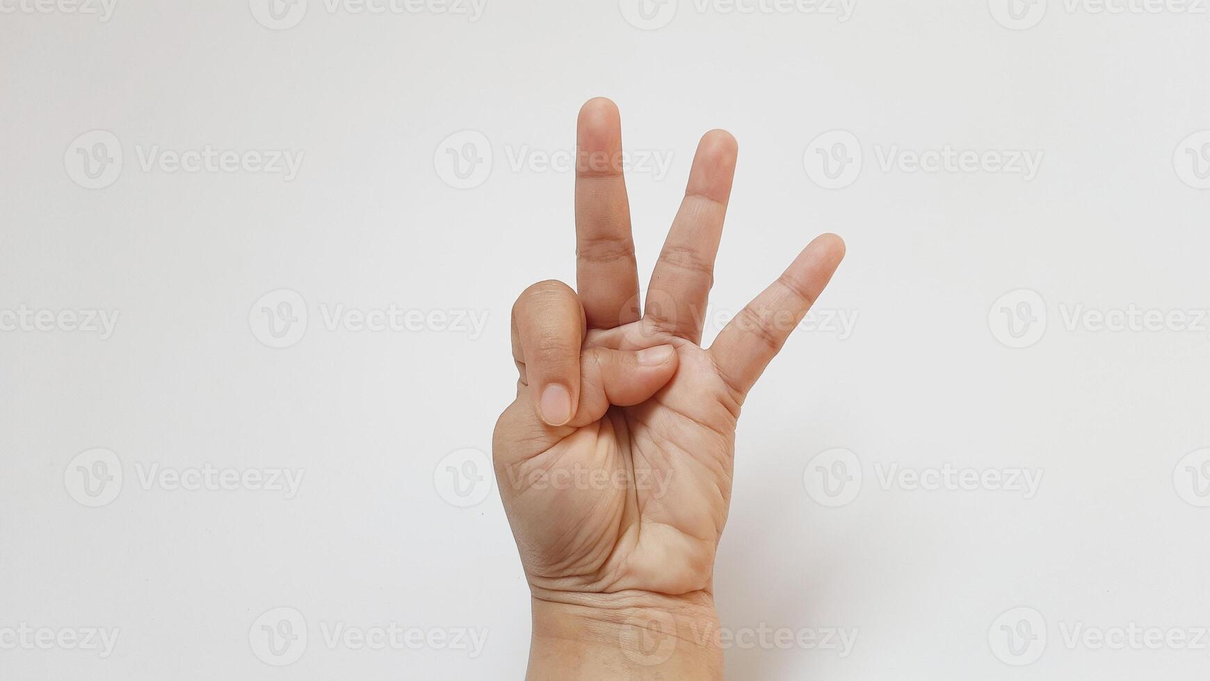 Human hand gesture expression number. Isolated on white background photo
