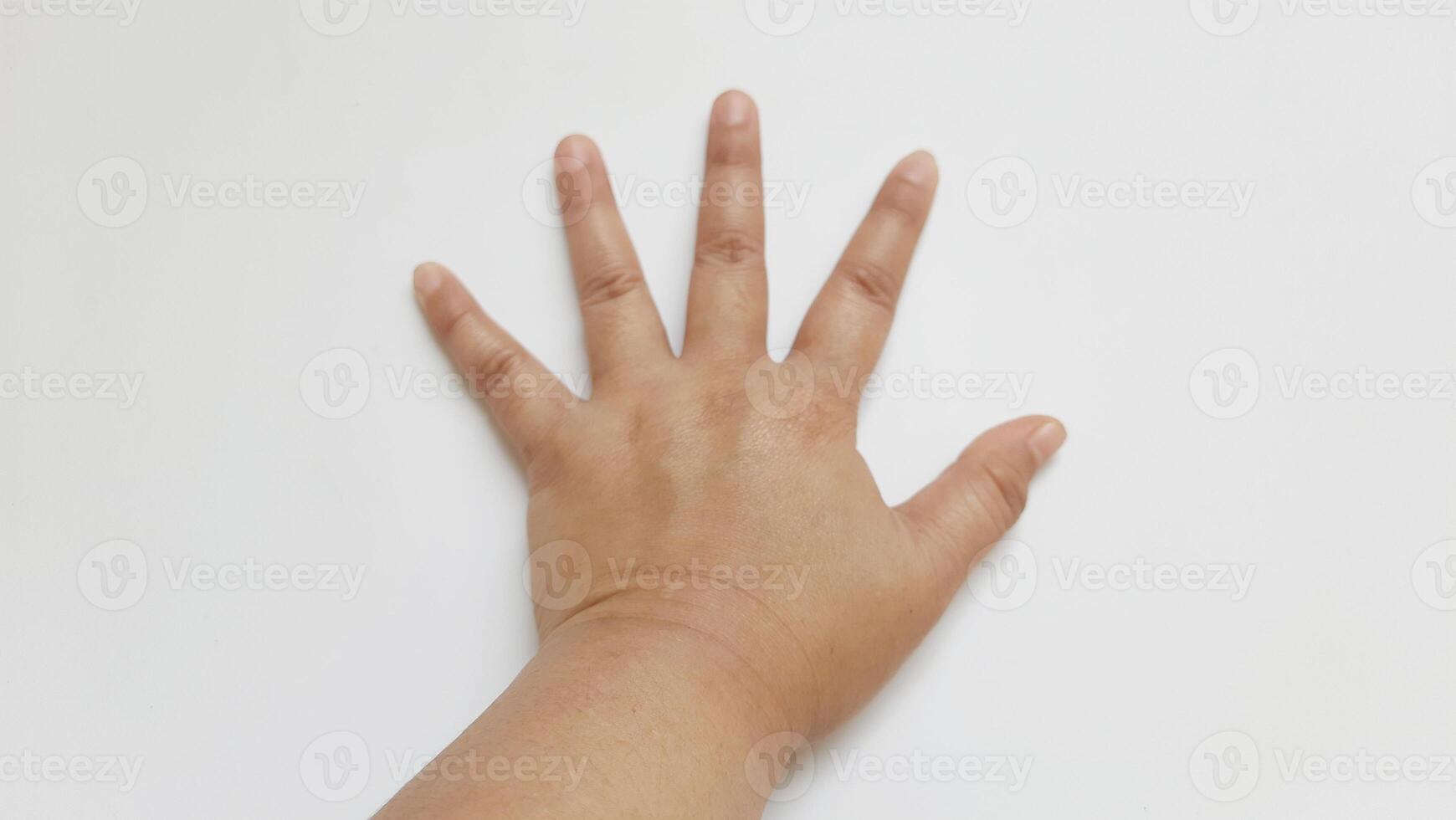 Female hand touch something isolated on white background photo