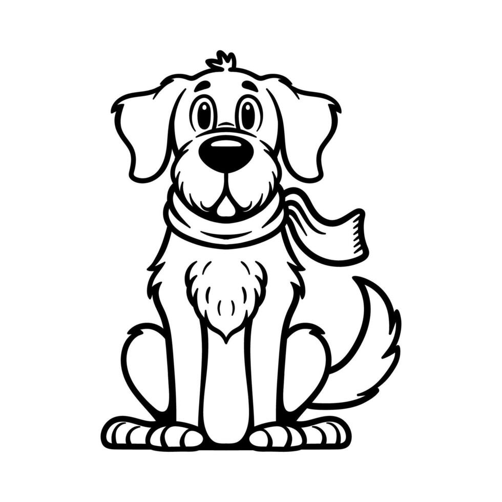 fun cute old big dog cartoon character isolated drawing line style sketch classic vintage design illustration vector
