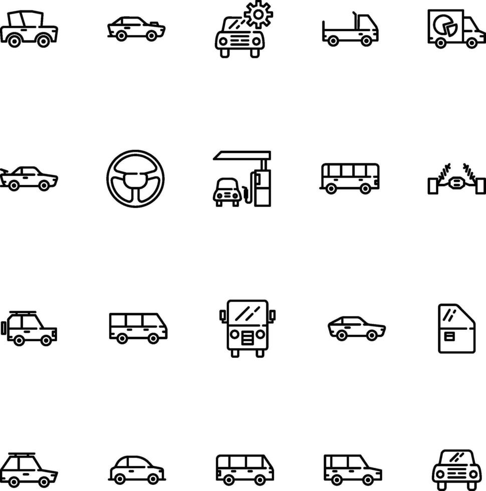Design Illustration graphic of automotive set icon with line style. Suitable for UI, mobile design, web design, etc vector