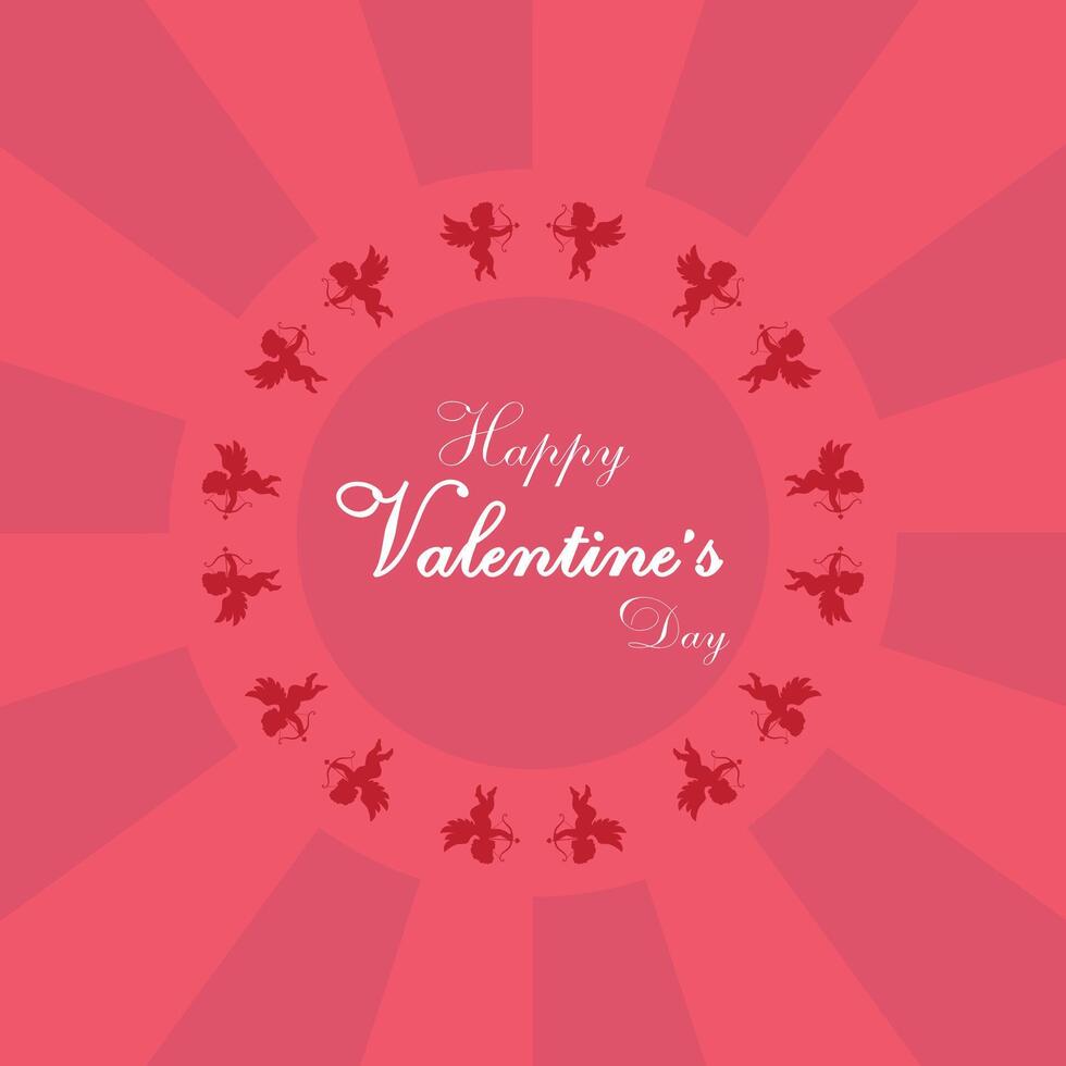 Happy valentine's day with red cupid icon for Velentine's Day background vector