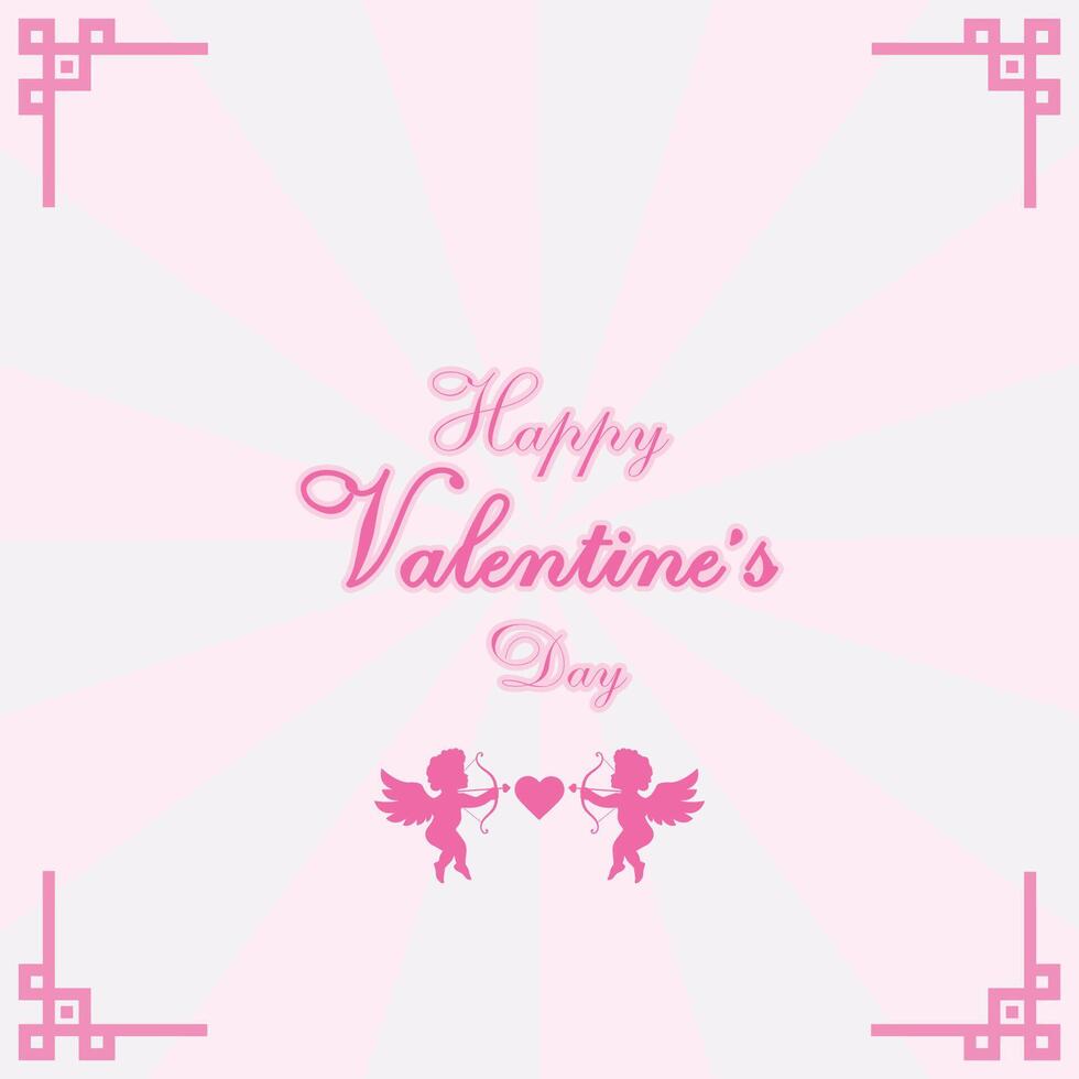 valentine day with cupid icon and corner frame vector