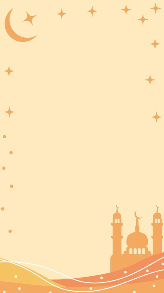 Ramadan theme vertical background. Yellow ramadan kareem banner with mosque, moon and stars. Place for text. illustration in flat design style vector