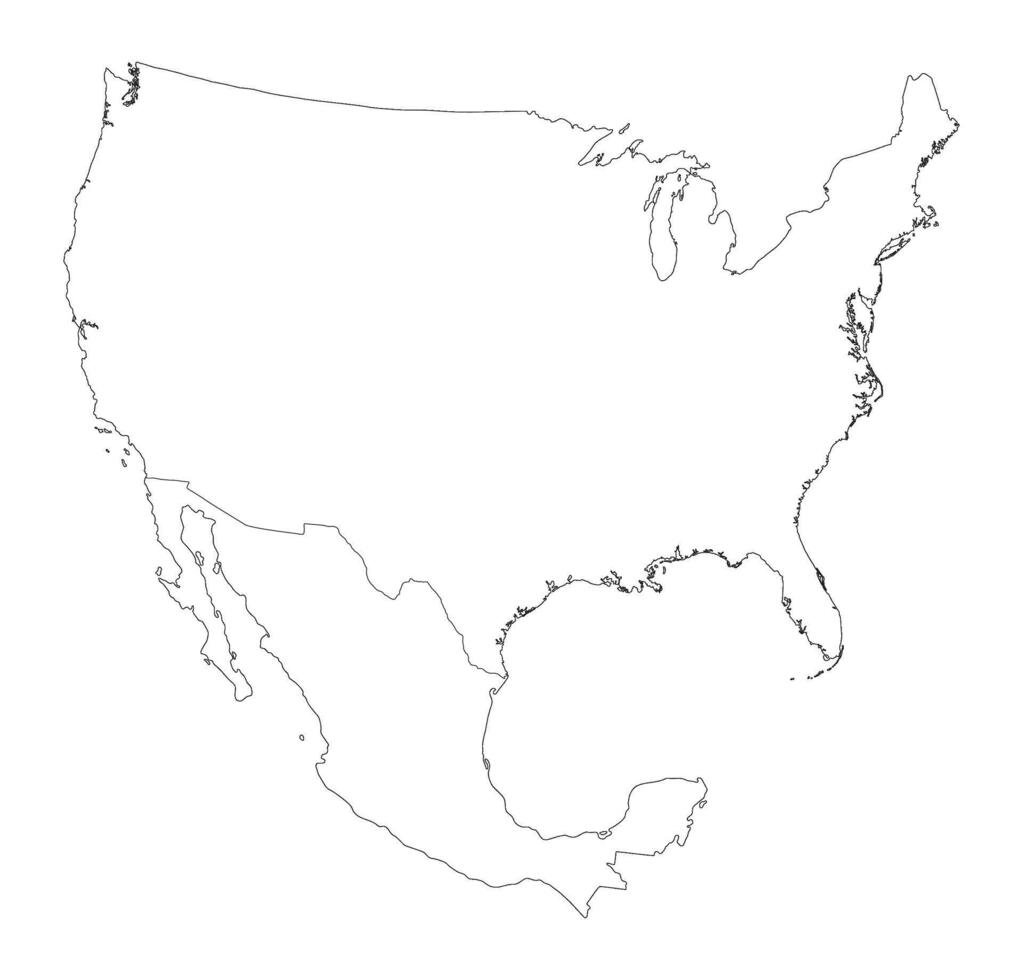 USA and Mexico map. Map of US and Mexico border in white color vector
