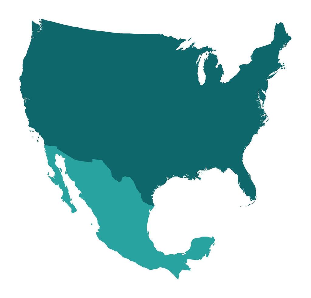 Map of US and Mexico border in color vector