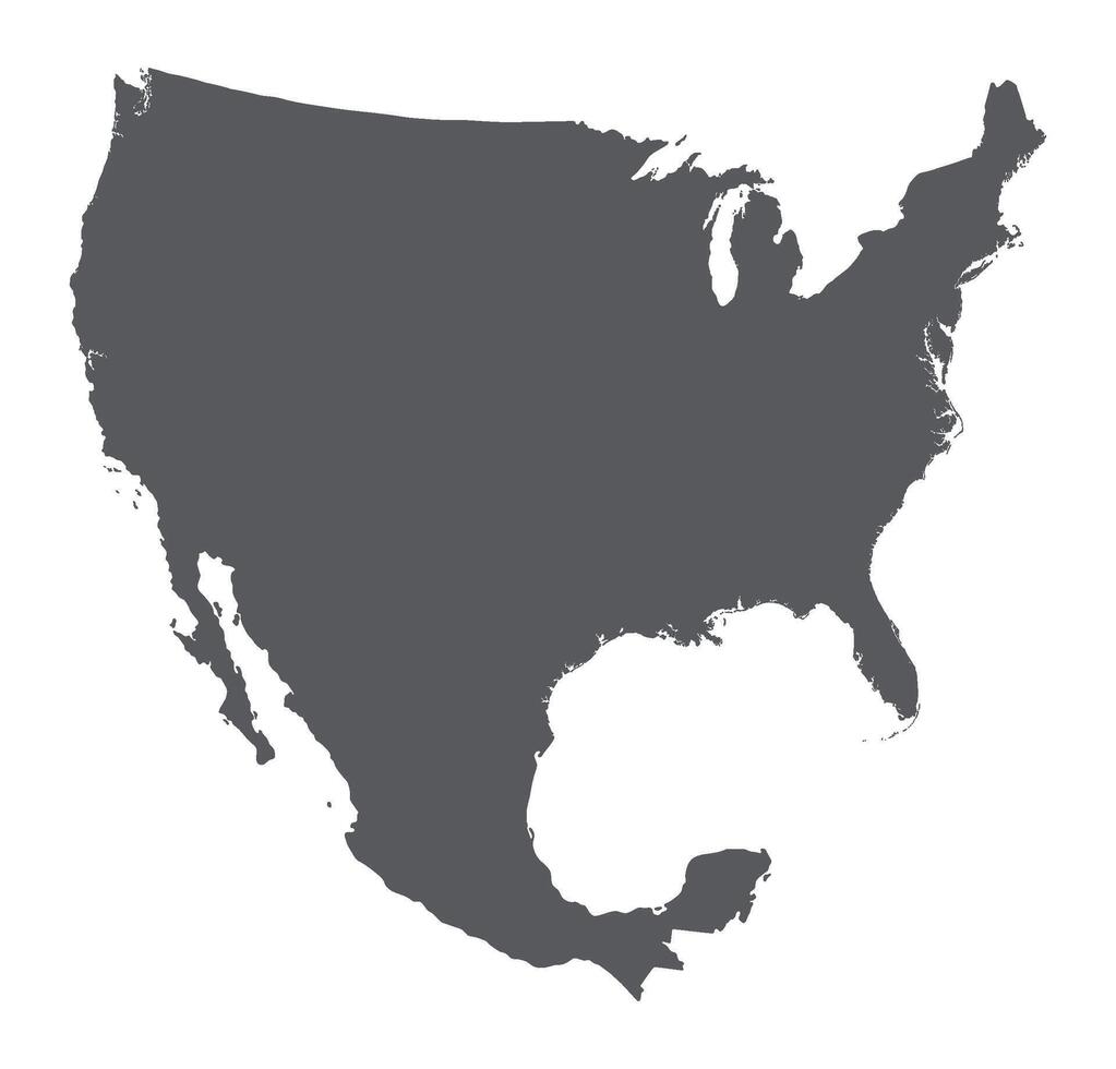 USA and Mexico map. Map of US and Mexico connected border in grey color vector