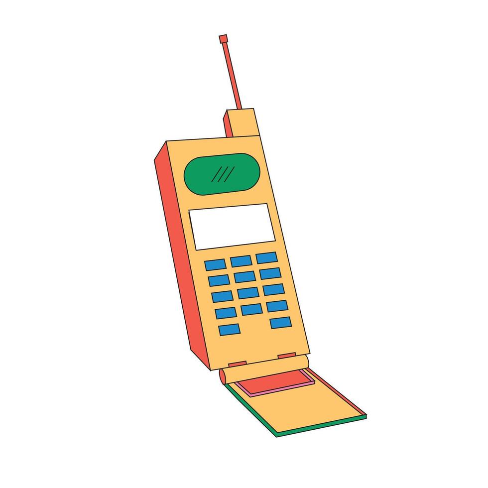 Illustration old fold handphone unique design retro with blank background vector