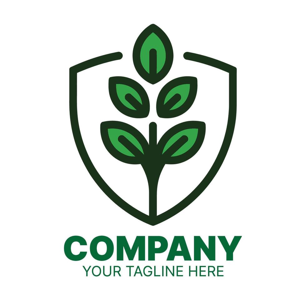 Eco-Friendly Company Logo with Shield and Leaves vector