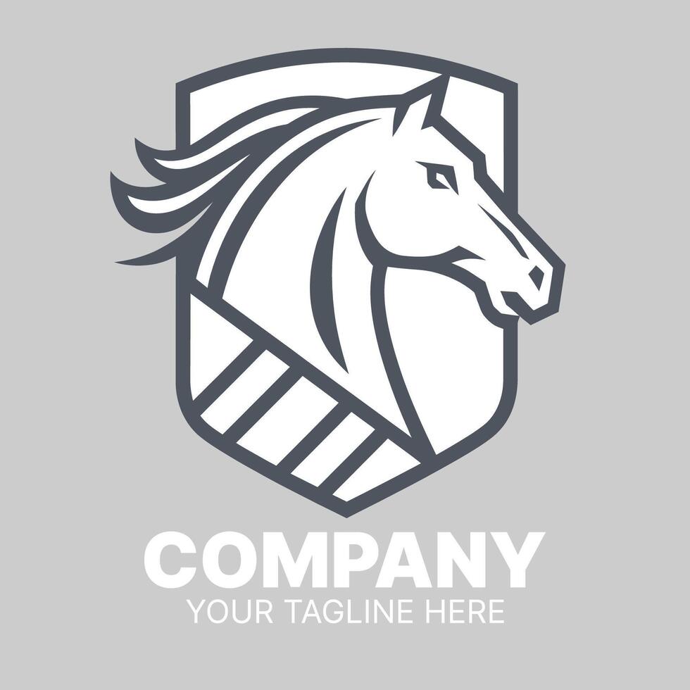 Modern Horsehead Logo Within a Shield Design vector