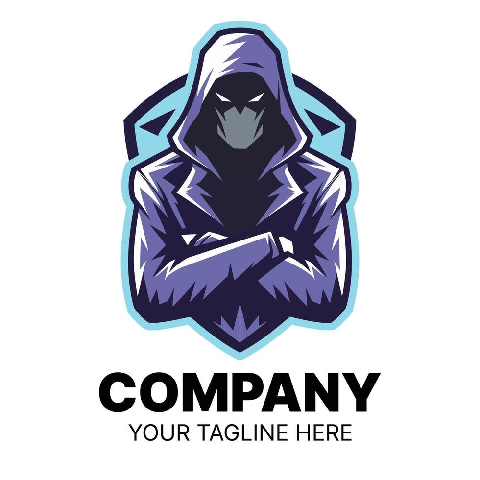 Powerful hooded figure logo, perfect for gaming or esports vector