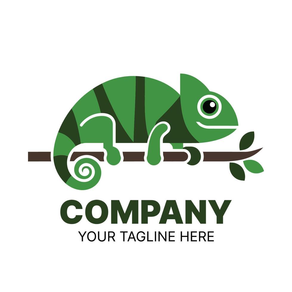 Colorful Chameleon Logo on Branch, Ideal for Eco-Friendly Brands vector