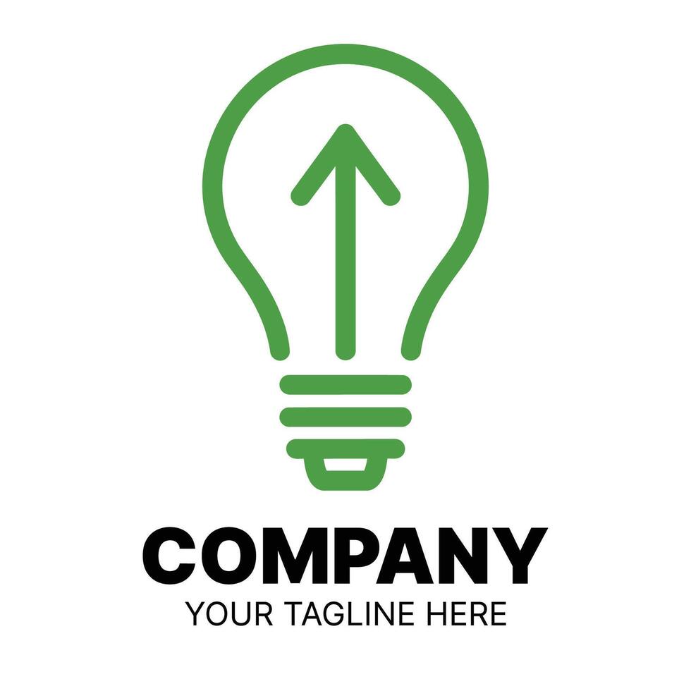 Modern Green Lightbulb Logo with Upward Arrow Representing Growth vector