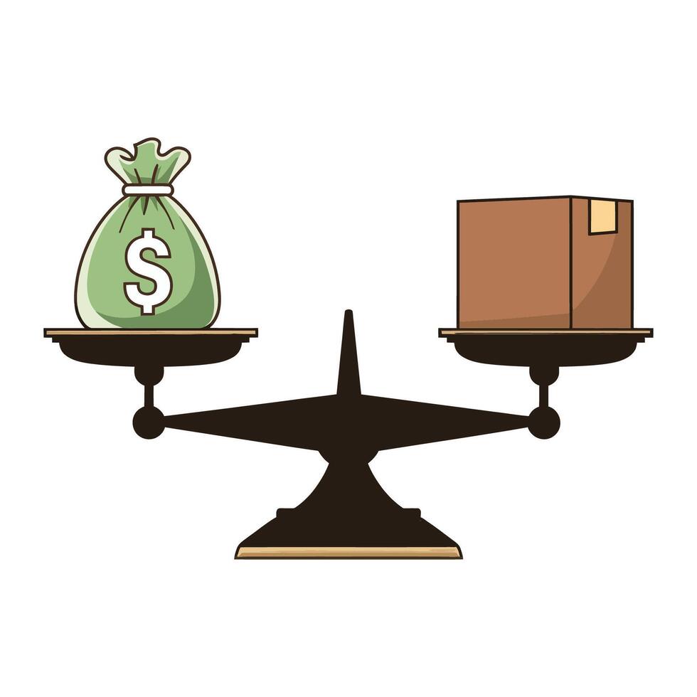 A simple illustration of money vs. goods on a balance vector