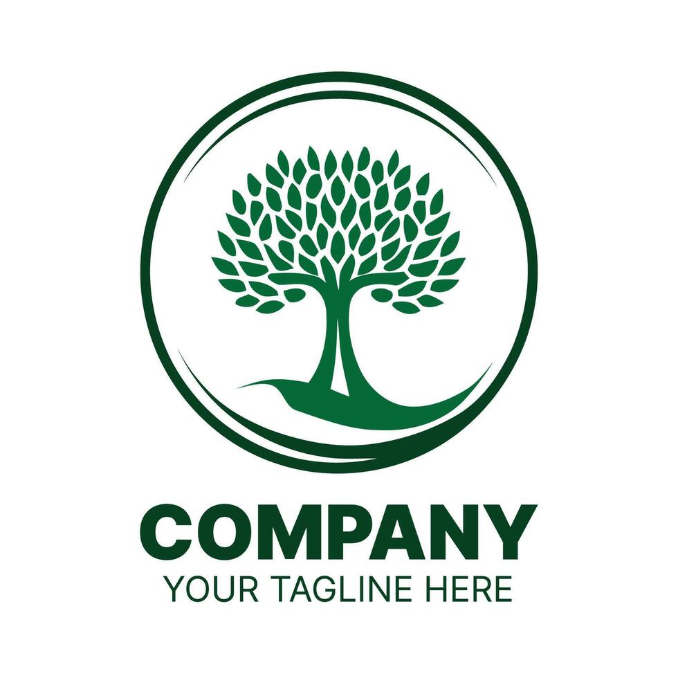 Elegant Green Tree Logo Design for a Company vector