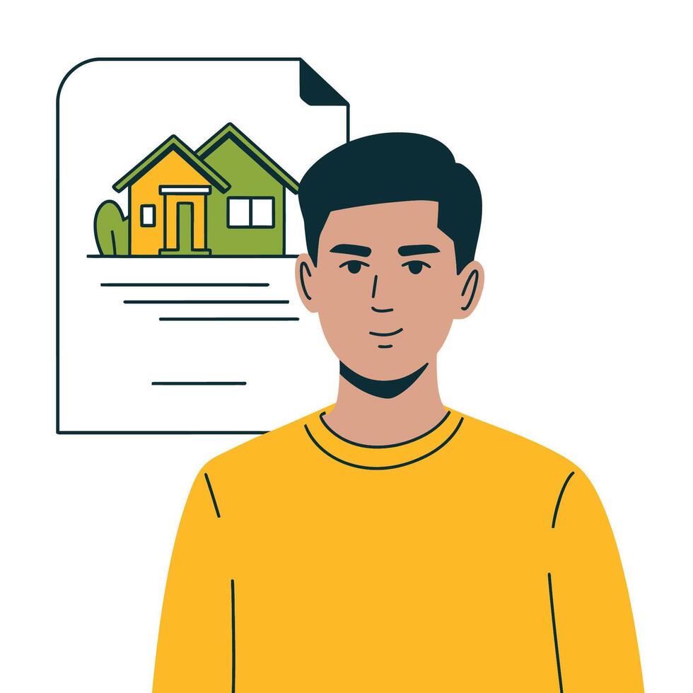 Man Reviews a House Purchase Document vector