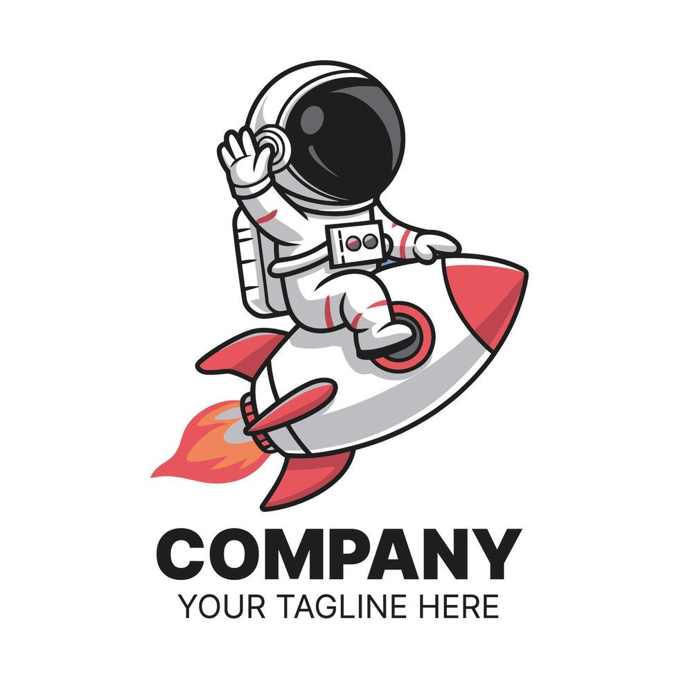 Cute Astronaut Riding a Rocket, Perfect for a Company Logo vector