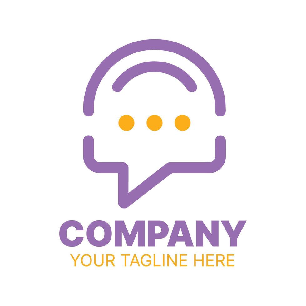 Modern Purple and Orange Speech Bubble Logo Design vector