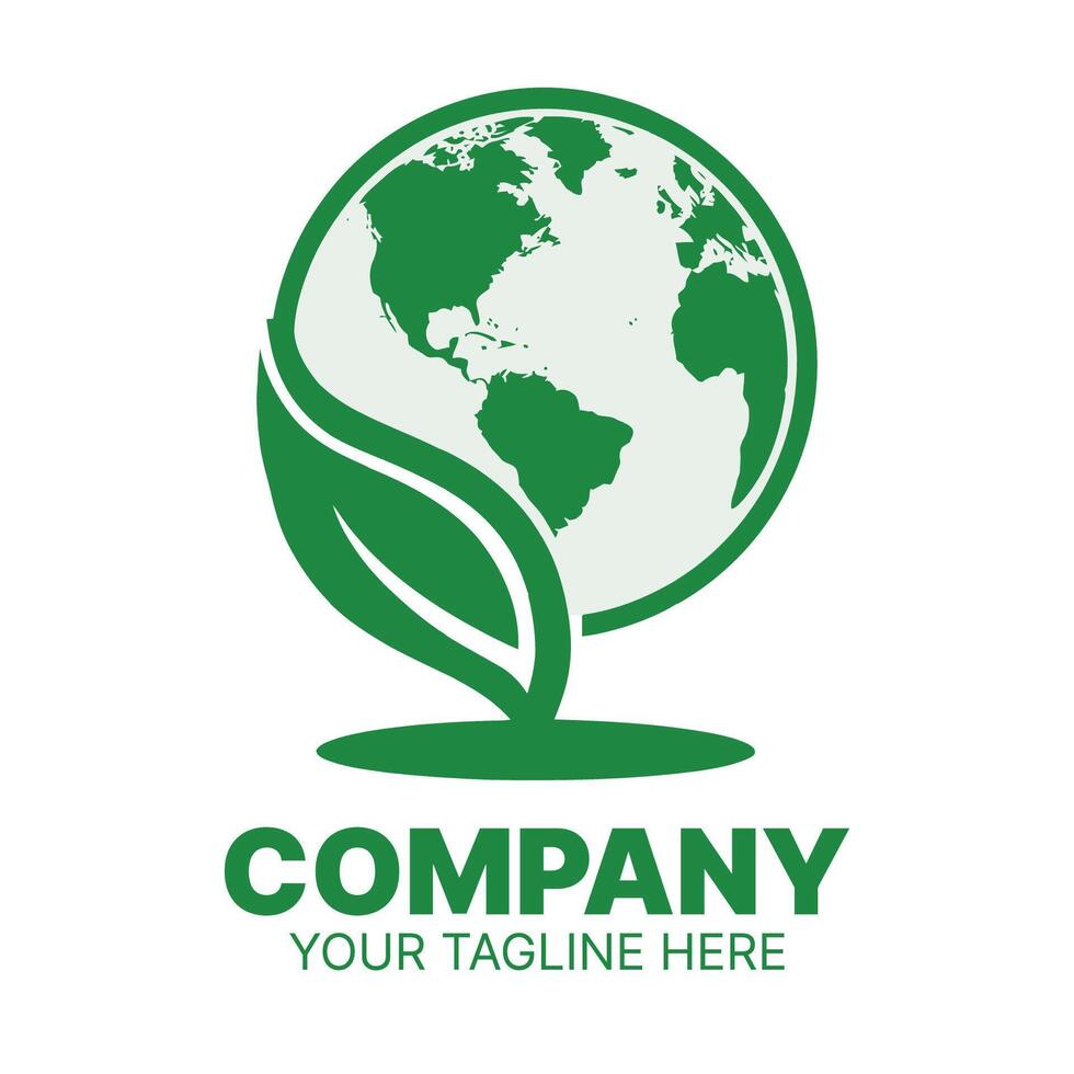 Eco-Friendly Global Company Logo with Earth and Leaf Design vector