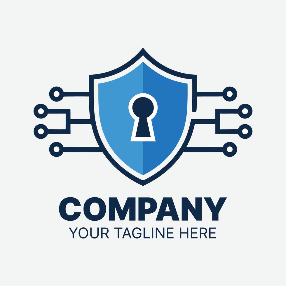 Secure Technology Logo with Shield and Circuitry vector