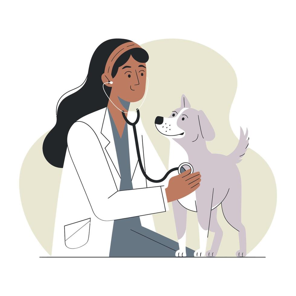 Friendly Veterinarian Examining a Dog vector