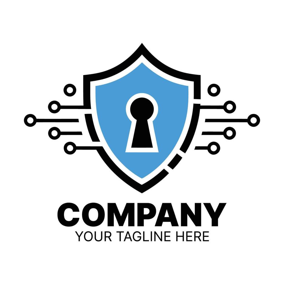 Modern Security Shield Logo with Digital Connections vector