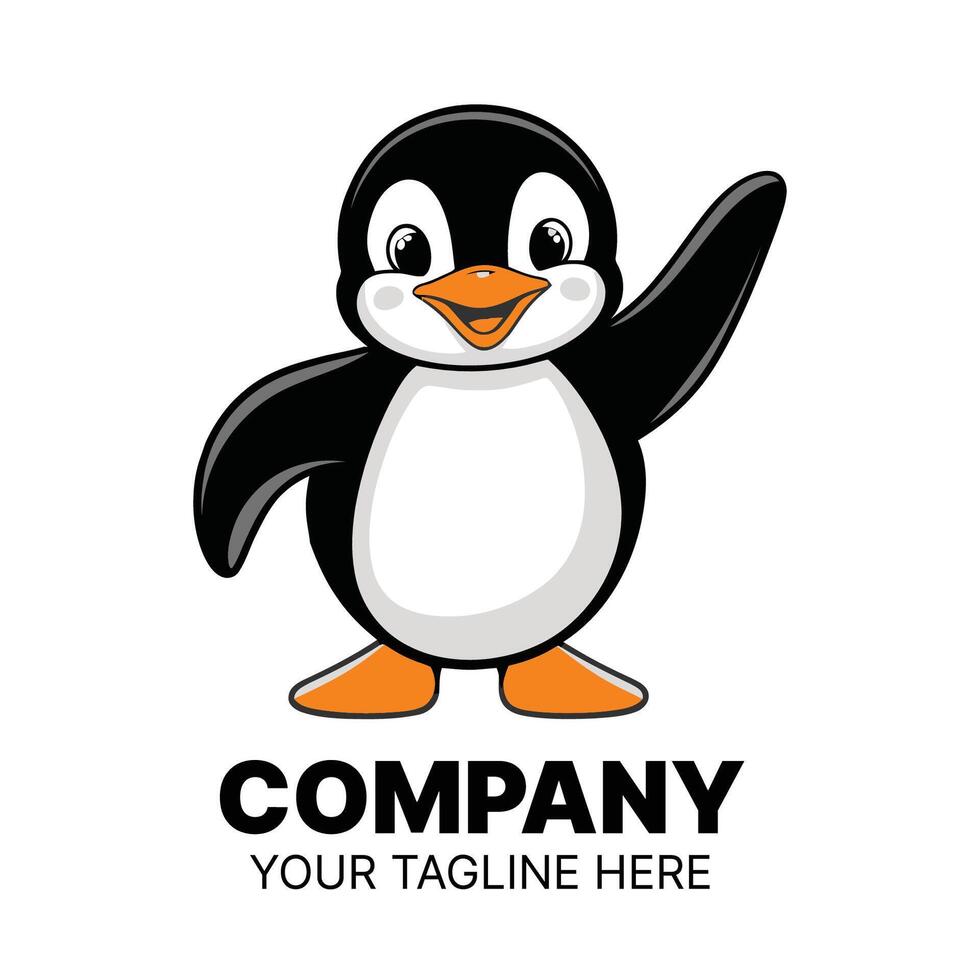 Cheerful Cartoon Penguin Logo Design for Company Branding vector