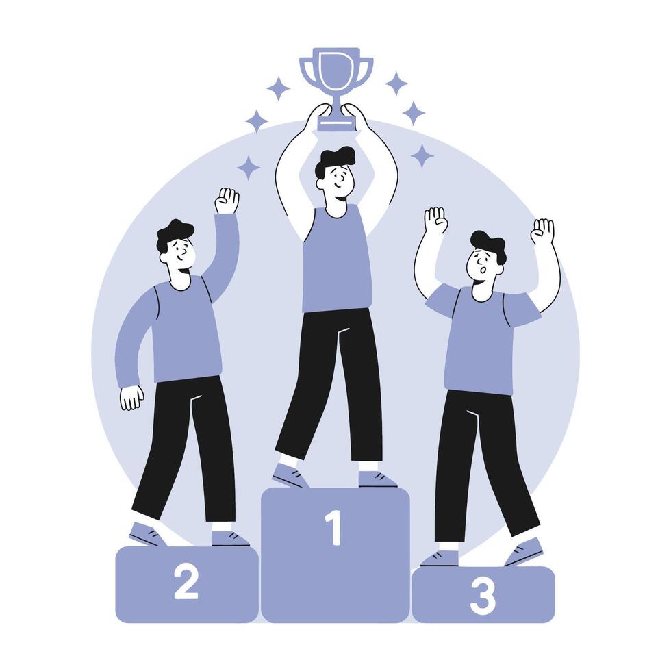 Celebrating Success Three Winners on a Victory Podium vector