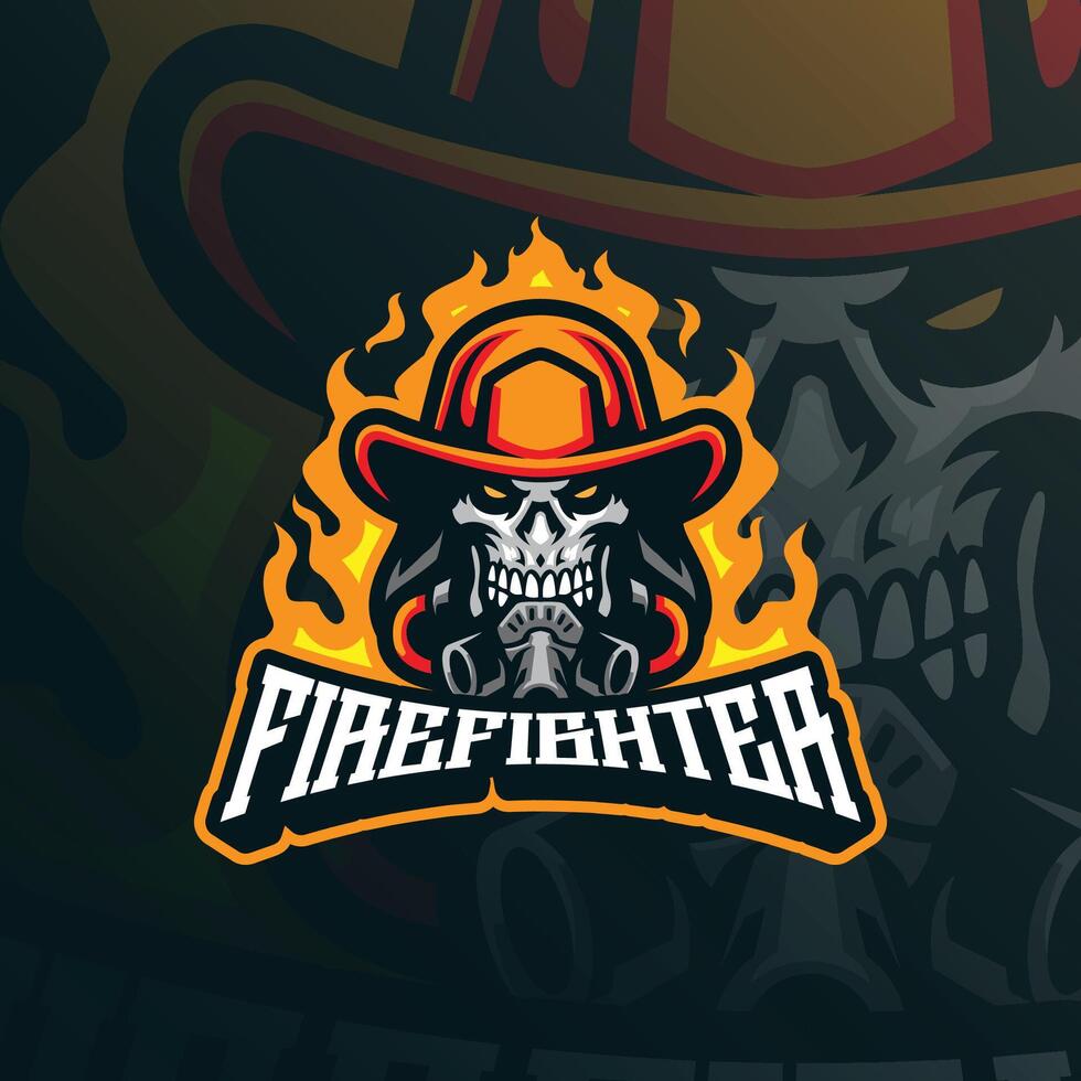 Firefighter mascot logo design with modern illustration concept style for badge, emblem and t shirt printing. Skull firefighter illustration. vector