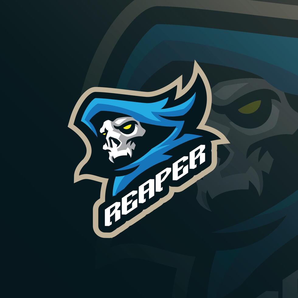 Reaper mascot logo design with modern illustration concept style for badge, emblem and t shirt printing. Reaper head illustration for sport team. vector