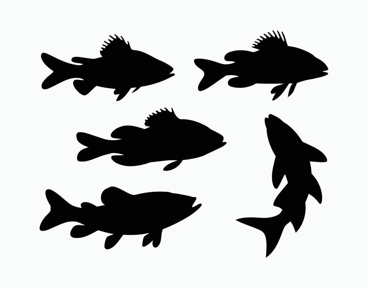 Simple Fish Silhouettes Template vector