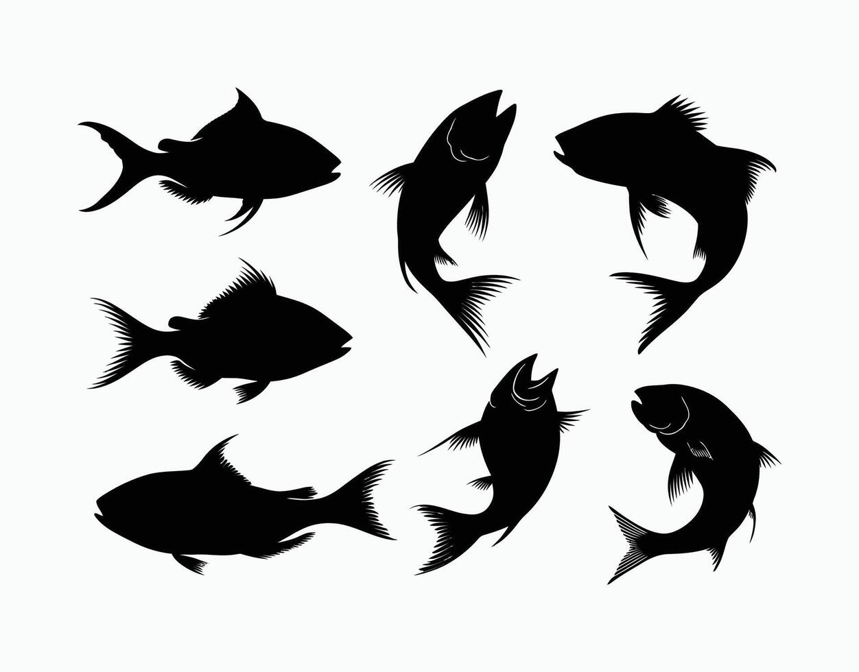Elegant Fish Silhouettes Template vector