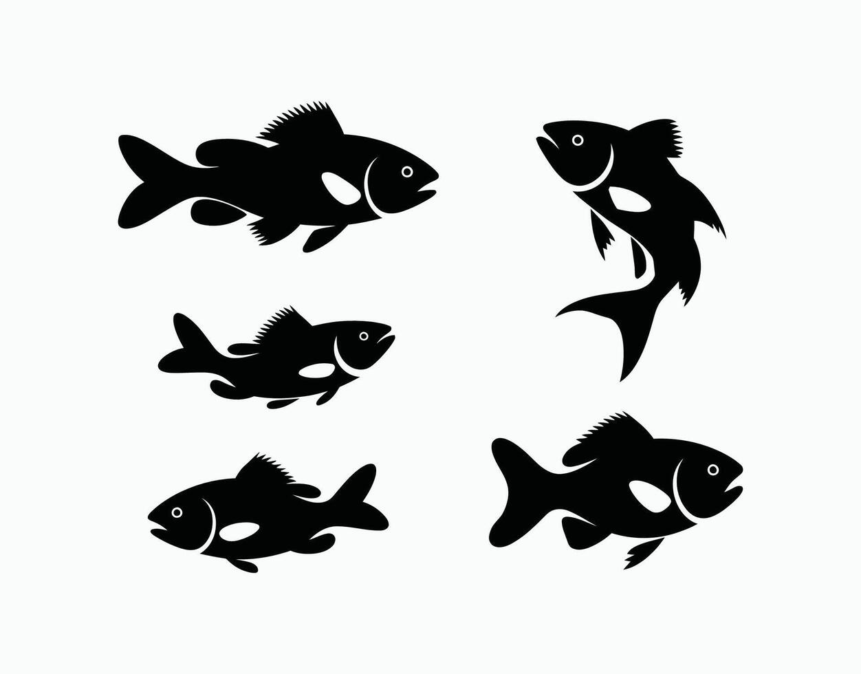 Dynamic Fish Silhouette Collection Template vector