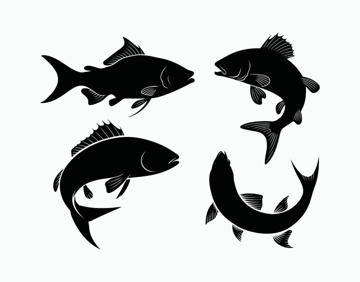 Fish Silhouette Collection Template Illustration vector