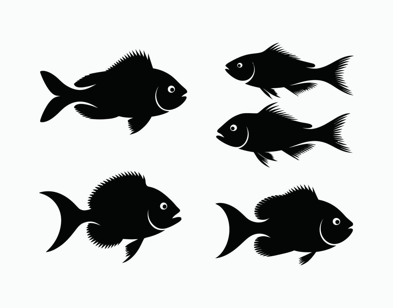 Ocean Fish Silhouettes Template Set vector