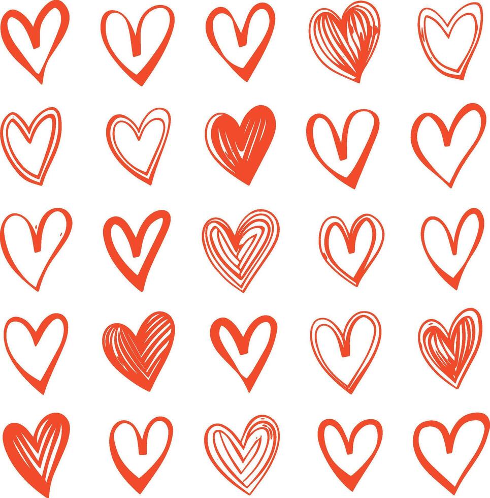 Set of hand drawn hearts vector