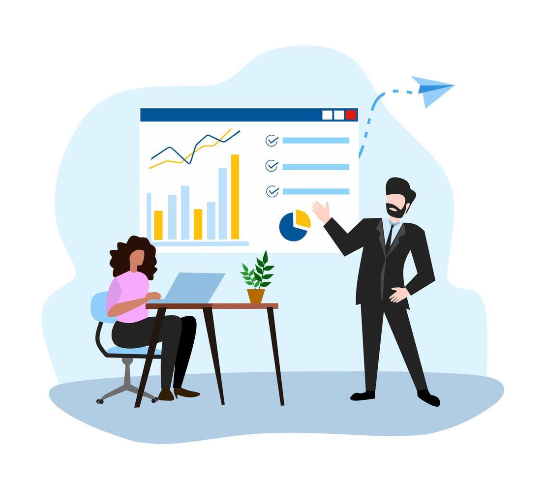 Meeting presentation business people vector