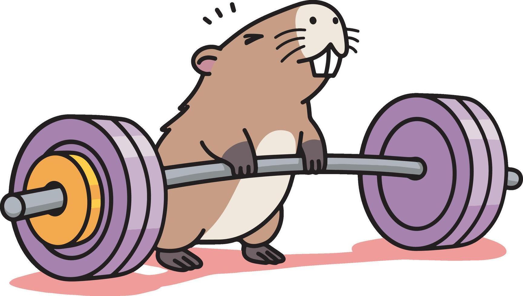 Capybara having trouble lifting the barbell design illustration vector