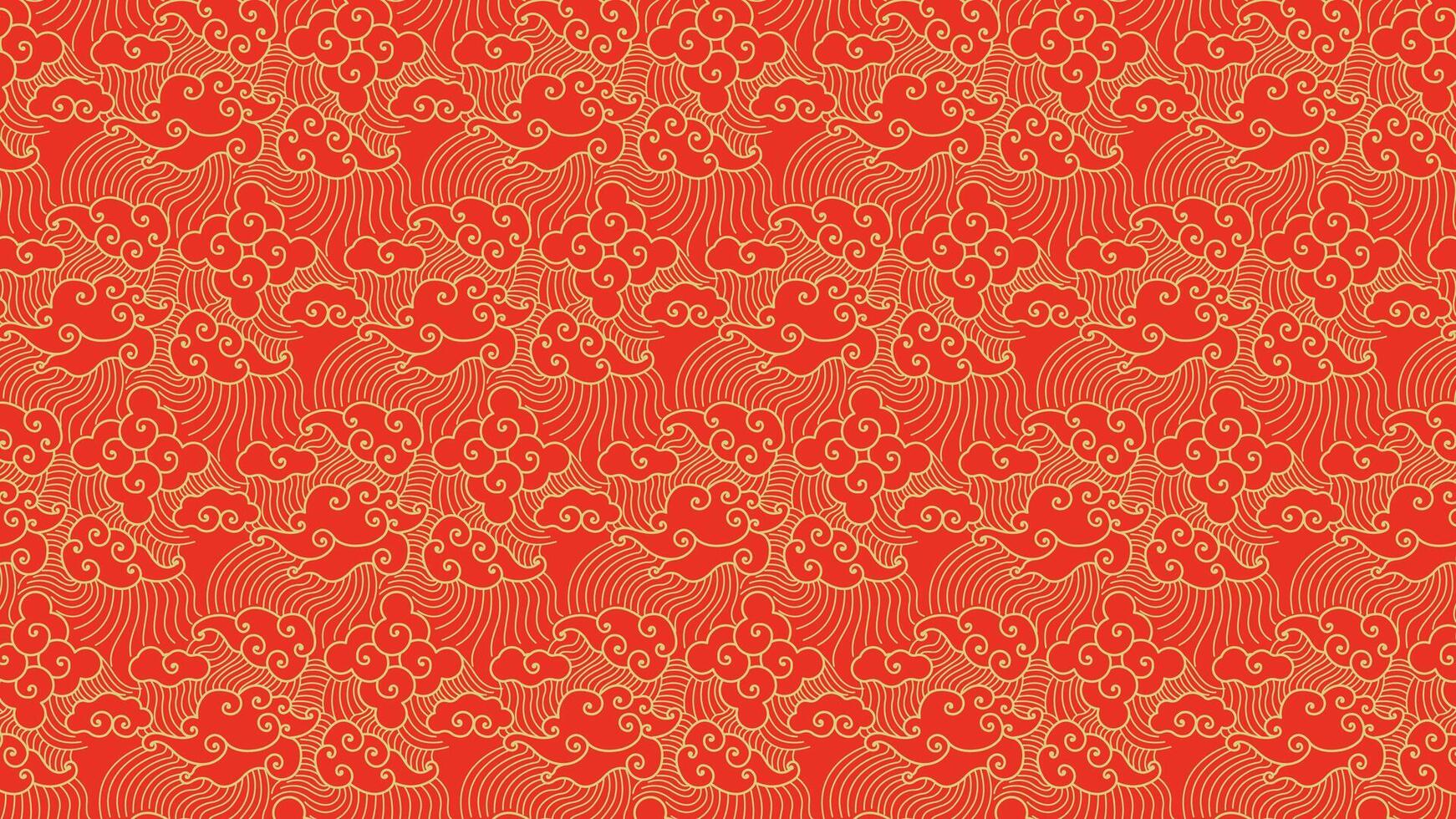 Chinese pattern texture with abstract clouds with red background vector