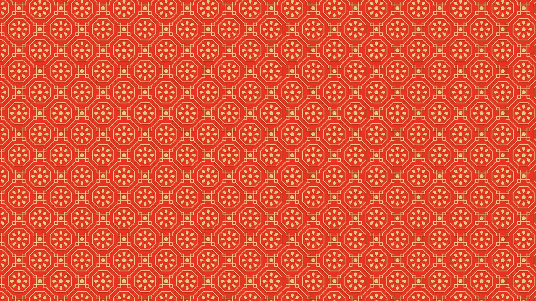 Chinese hexagon pattern texture against red background vector