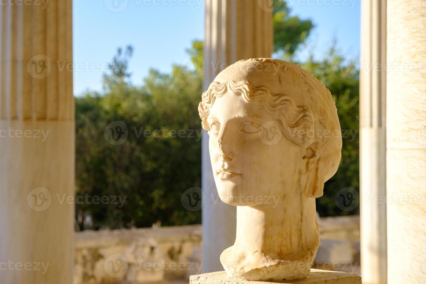 Bust in the Stoa of Attalos building at the Ancient Agora in Athens, Greece in the Stoa of Attalos building at the Ancient Agora in Athens, Greece photo