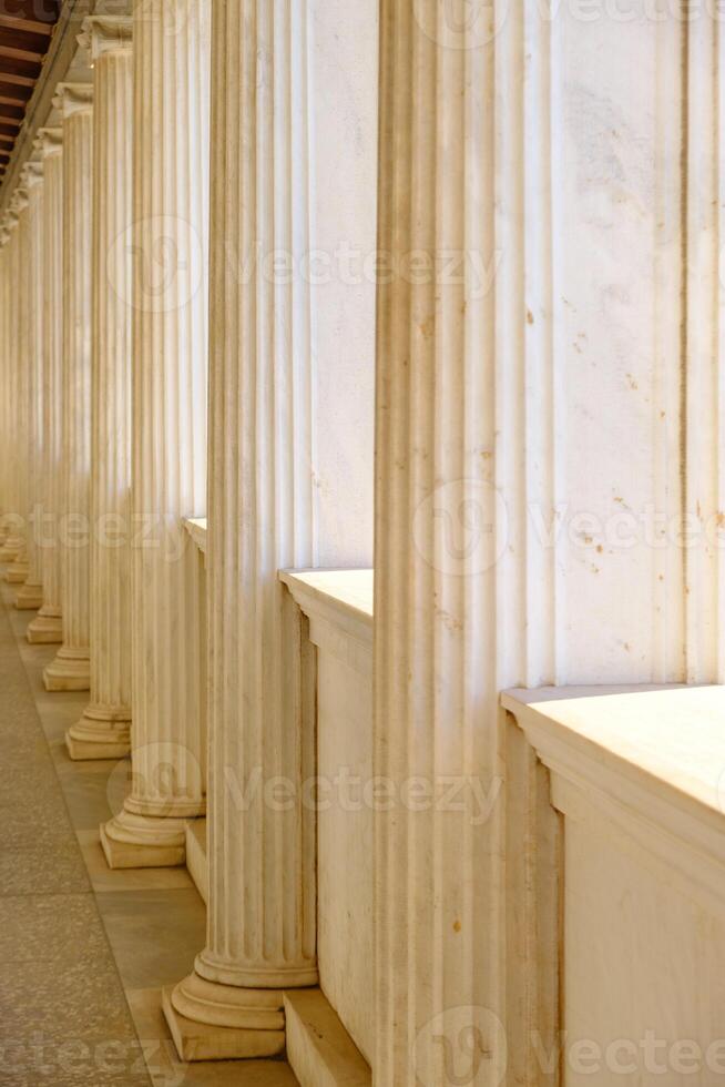 Columns of the Stoa of Attalos building at the Ancient Agora in Athens, Greece photo
