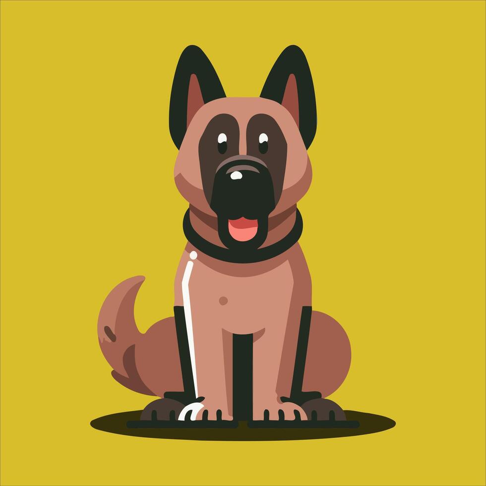 a cartoon dog sitting on a yellow background, Perfect for Any Project vector