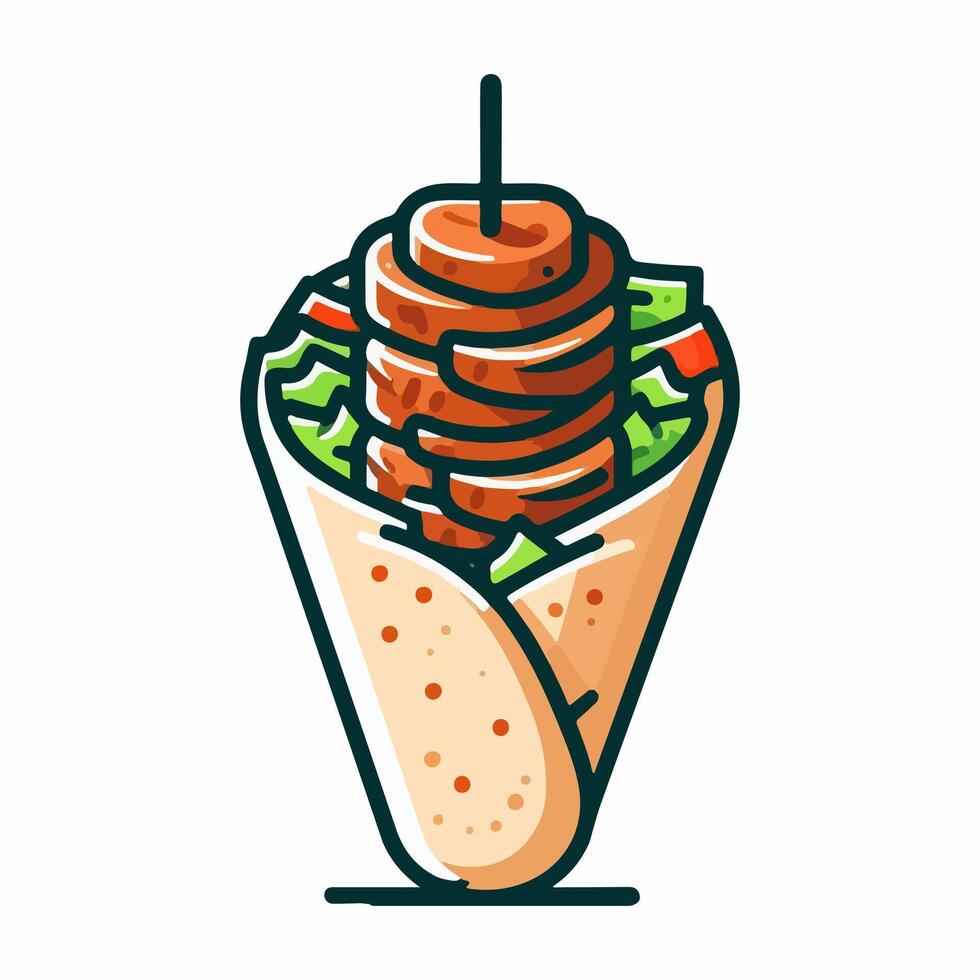 Kebab a pita with meat and vegetables in it vector