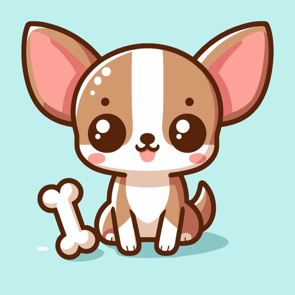 a cartoon chihuahua dog with a bone, Perfect for Any Project vector