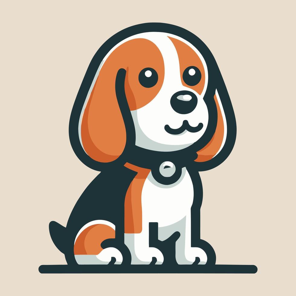 a cartoon dog with a collar on its head vector
