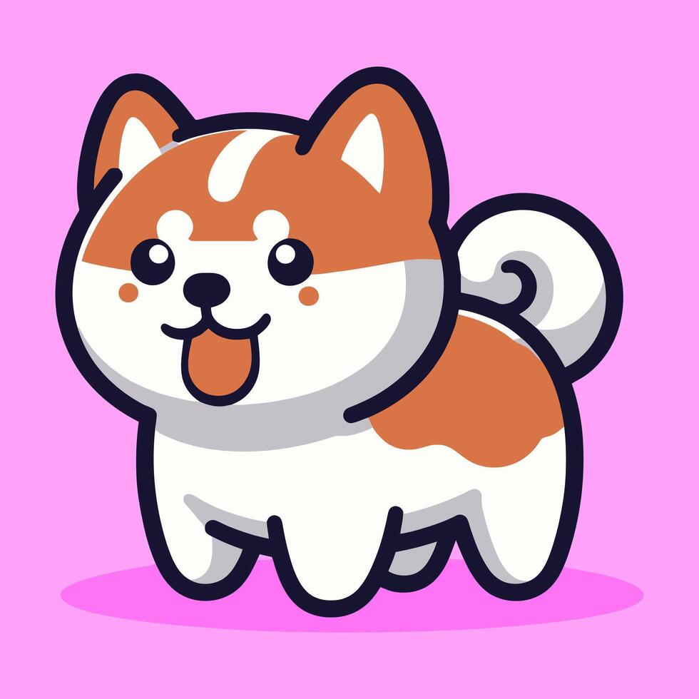 a cartoon dog with a pink background, Perfect for Any Project vector
